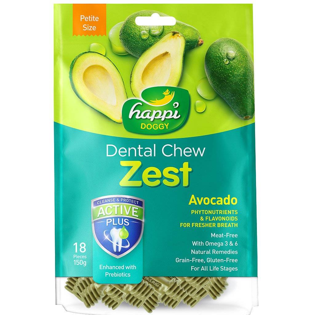 Happi Doggy Dental Chew Zest Avocado 150g (18 Pieces) Petite
